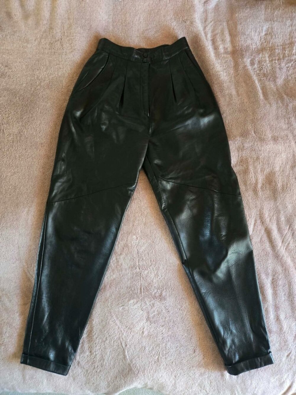 Beautiful high-waisted pleated leather pants - DANIER - size 10